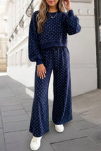 Polka Dot Print High Waist Pants Set | S-XL Plus 1X-4X