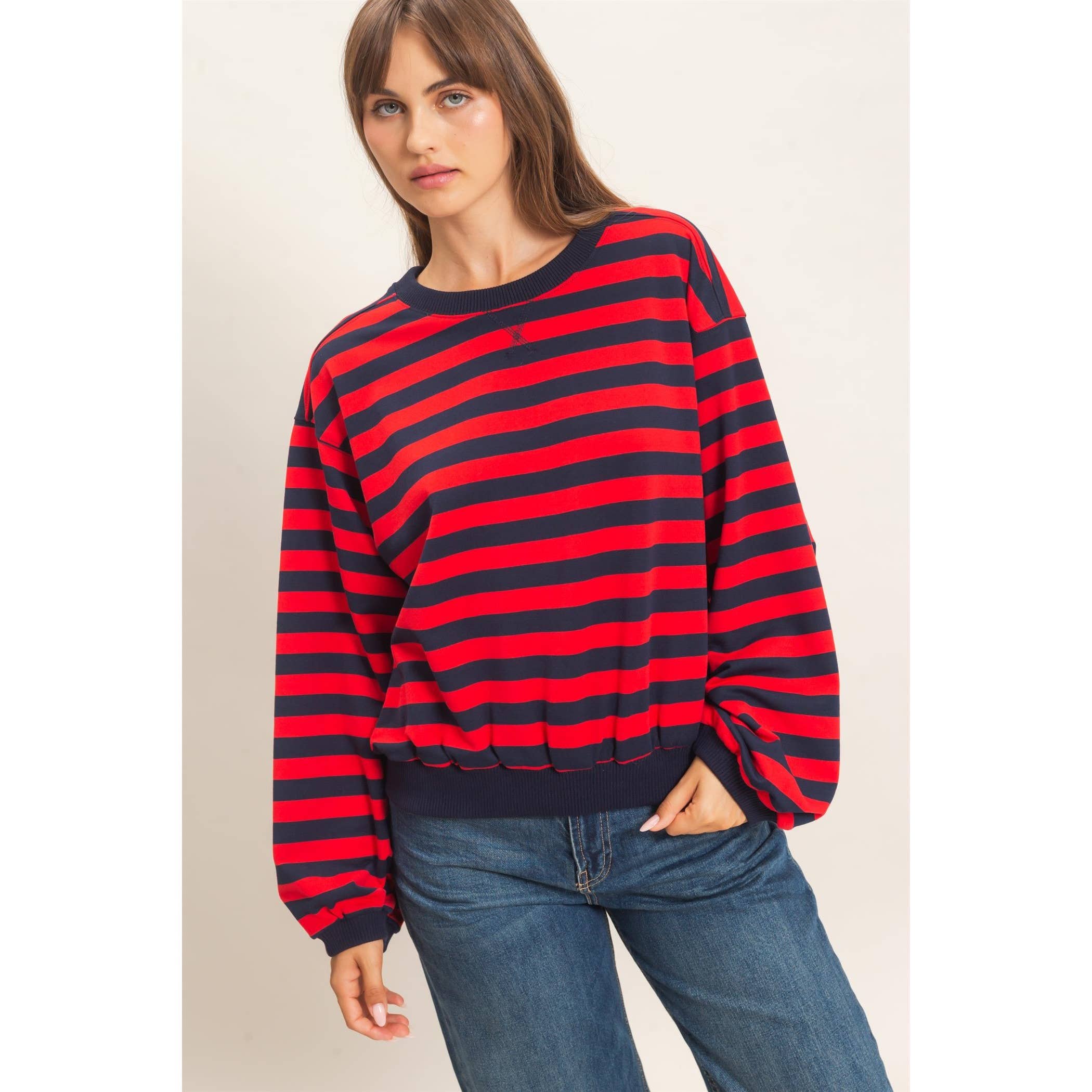 Striped Crew Neck Sweatshirt