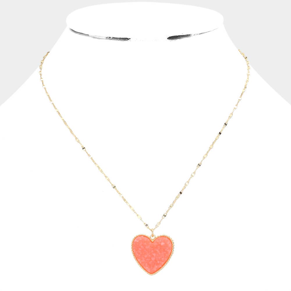 Druzy Heart Pendant Necklace