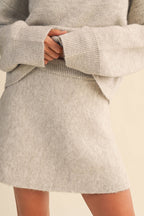 LONG SLEEVE SWEATER TOP AND FLARED MINI SKIRT SET