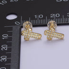 18K Gold Filled Cross Stud Earrings