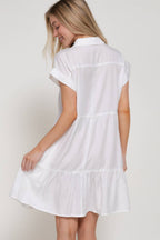 Dolman Sleeve Ruffled Tencel Mini Dress w/ Pockets