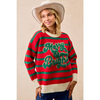 CHRISTMAS THEME STRIPE KNIT TOP
