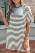 Loose-Fit Drop-Shoulder Cuffed Sleeve T-Shirt Mini Dress