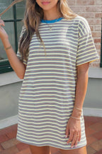 Loose-Fit Drop-Shoulder Cuffed Sleeve T-Shirt Mini Dress