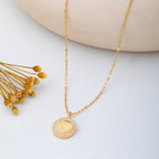 Gold Seashell MOP Medallion Necklace | 80N93074