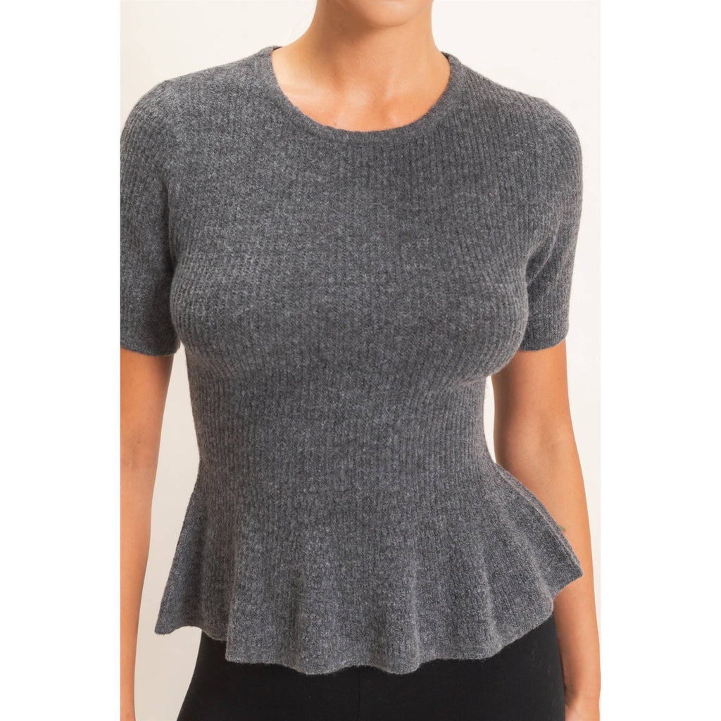 Ribbed Peplum Knit Top