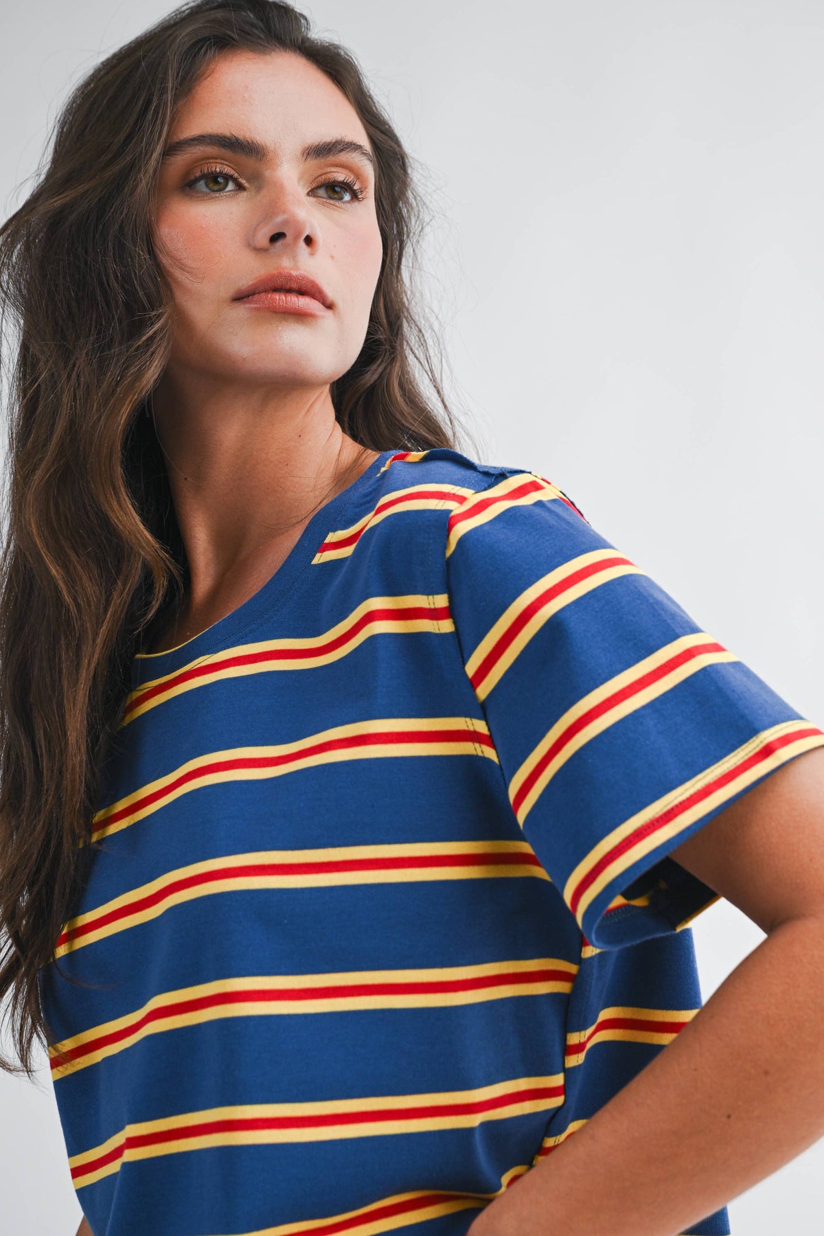 8510HN Striped Boxy Short Sleeve Tee