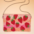 Handmade Seed Bead Strawberry Clutch with Detachable Chain