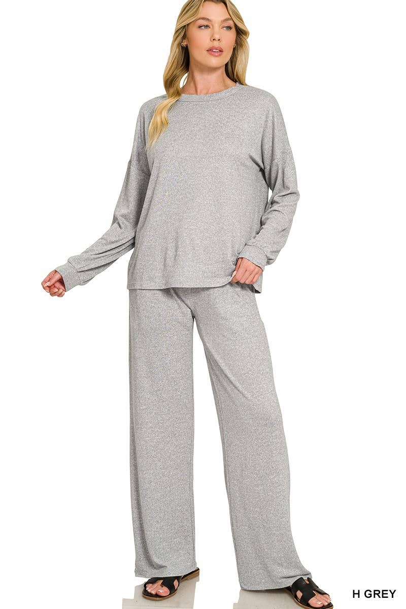 Soft Hacci Pullover And Pants Set