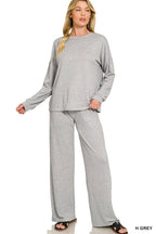 Soft Hacci Pullover And Pants Set