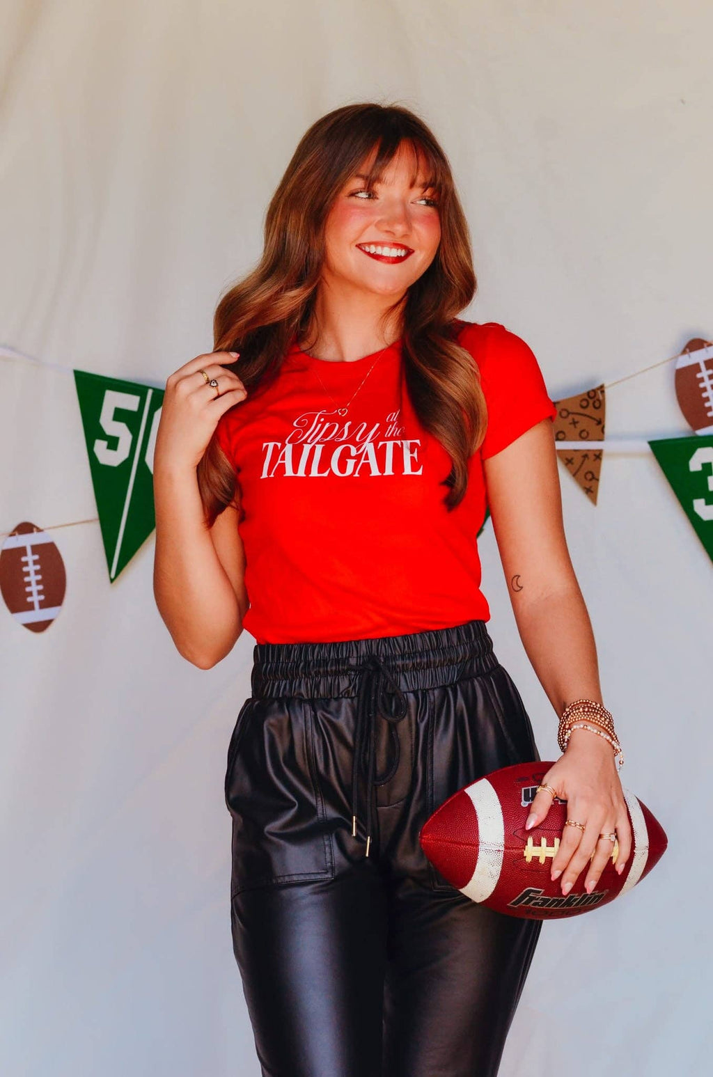 Tipsy at the Tailgate Red Ribbed Baby Crop