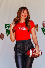 Tipsy at the Tailgate Red Ribbed Baby Crop