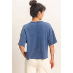 Mineral Wash Waffle Knit Pocket Top