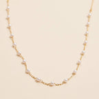 18K Gold Dipped Small Pearl Link Necklace | Timeless 2mm Pearl Link Necklace