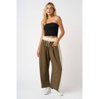 CLOUD KNIT CONTRAST STRIPE BARREL LEG LOUNGE PANTS