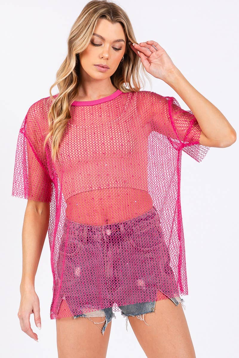 SPARKLE FISHNET TOP