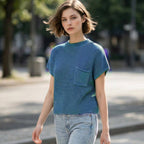 Mock Neck Short Sleeve Crop Sweater