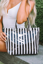 Glossy Striped Large Tote Bag