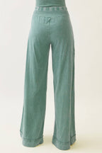 Mineral Washed Boho waist band wideleg cropped pants HP5900