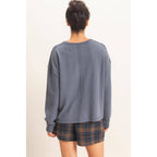 Raw Edge Waffle Sweatshirt
