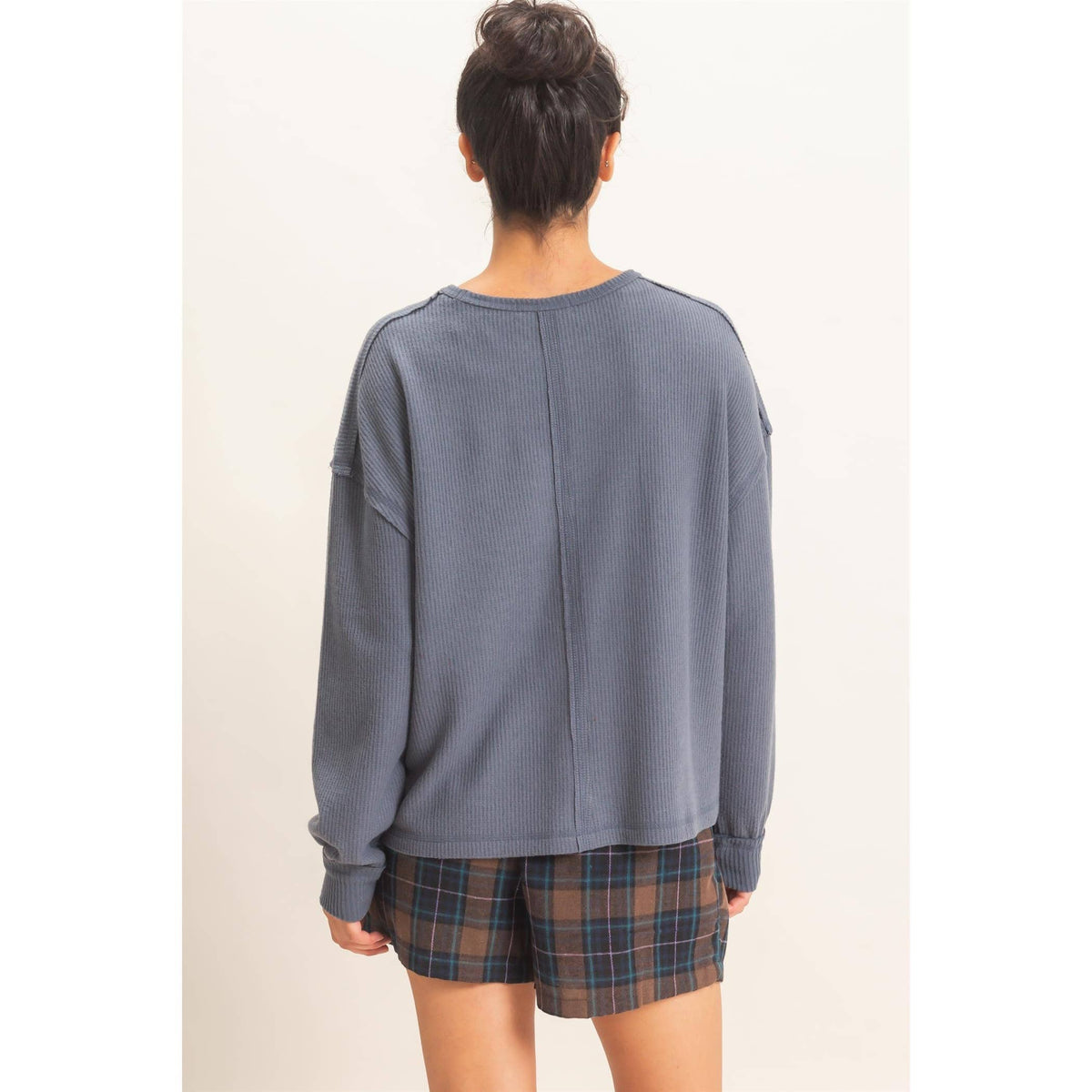 Raw Edge Waffle Sweatshirt