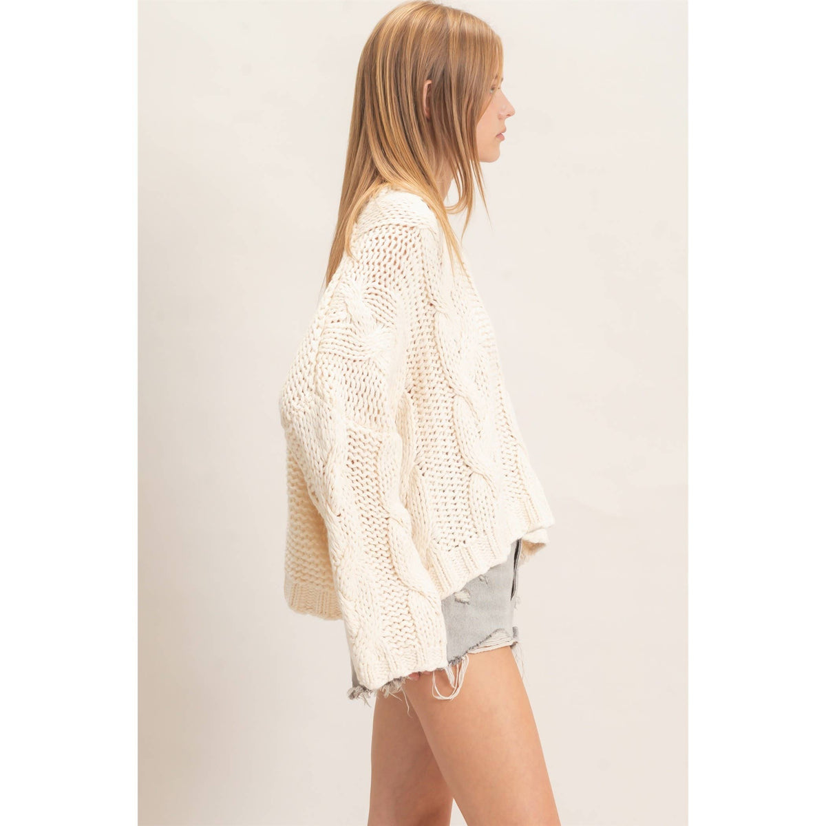 Cable Knit V-Neck Sweater