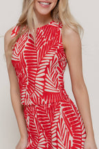 Sleeveless Top & Wide Print Knit Pants Set