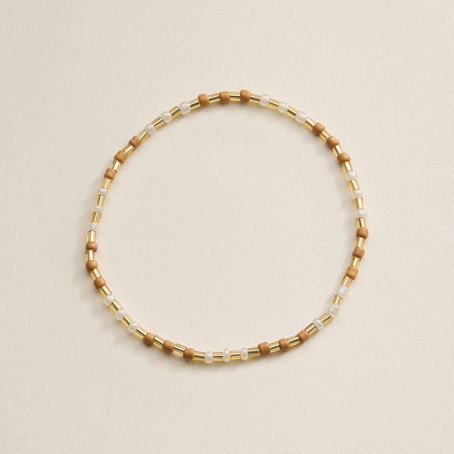 Beaded Heart Charm Stretch Bracelet Set | 3-Piece Layered Stack with Gold Accents