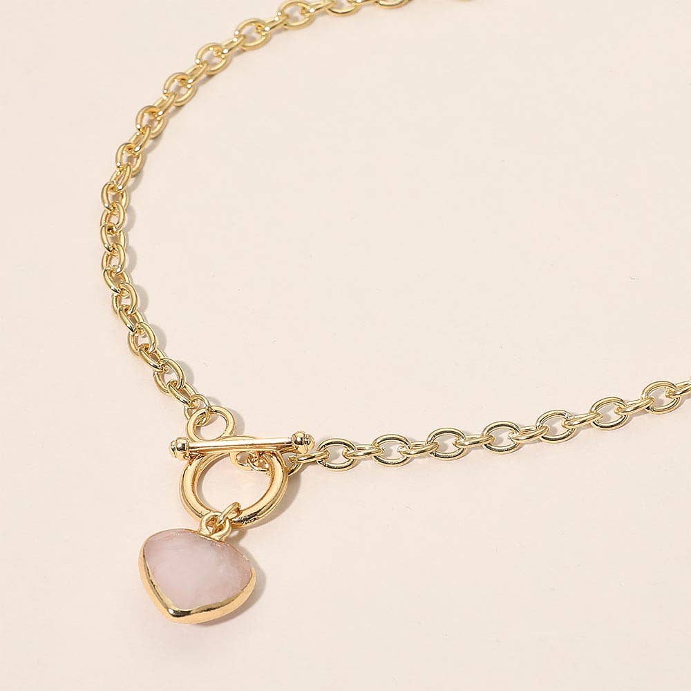 Heart Charm Pendant Toggle Necklace