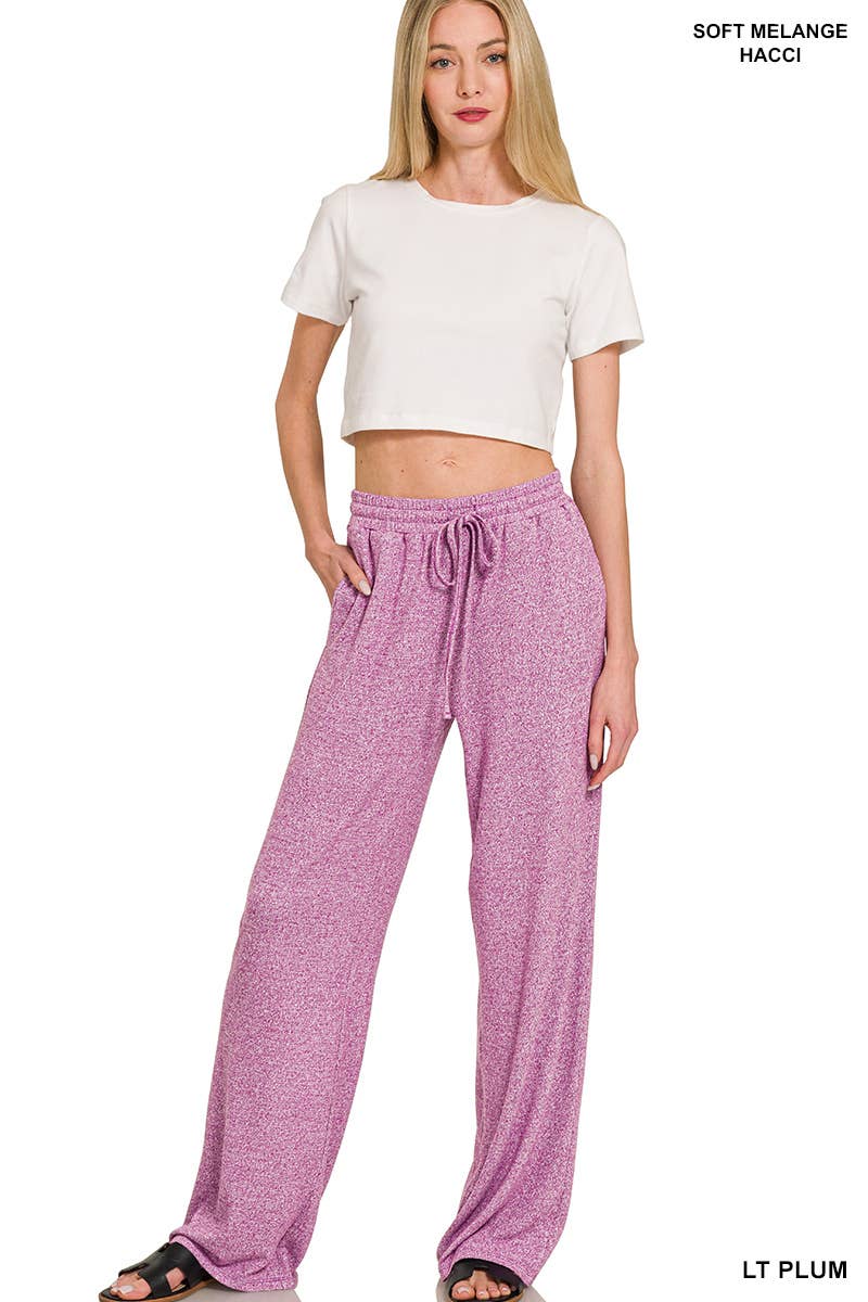 Soft Melange Hacci Long Slv Tee And Pants Set