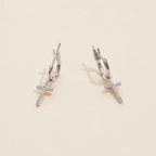 18K Gold Dipped CZ Cross Hoop Earrings
