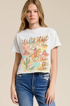 Puff' Wild West Cowboy Graphic S/S Seamless Faux Crop