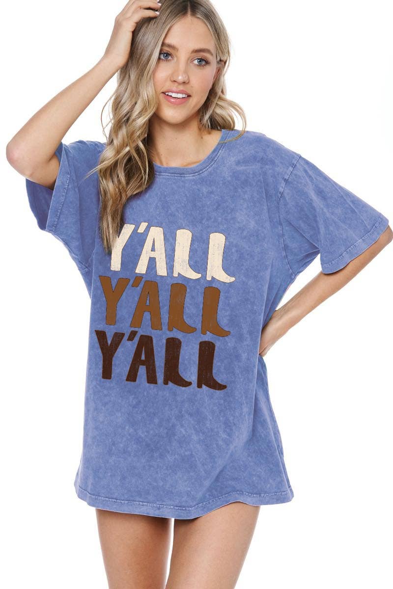 Y'All Y'All Y'All Graphic S/S Washed Boyfriend Tee