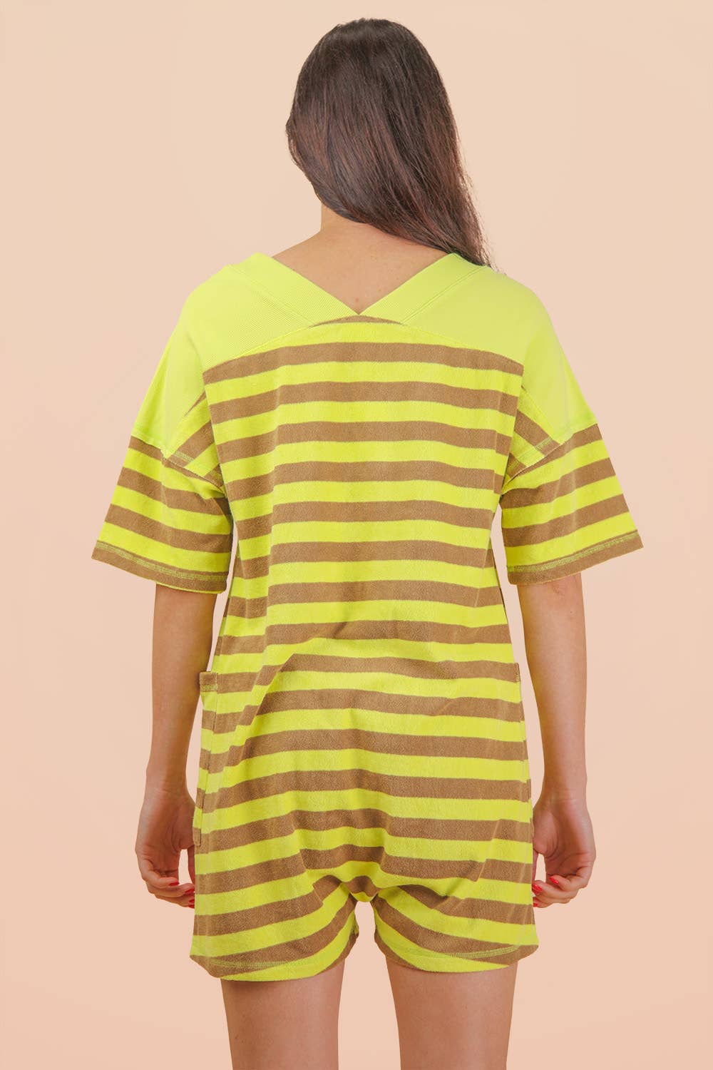 NP70994-Stripe Casual Knit Romper