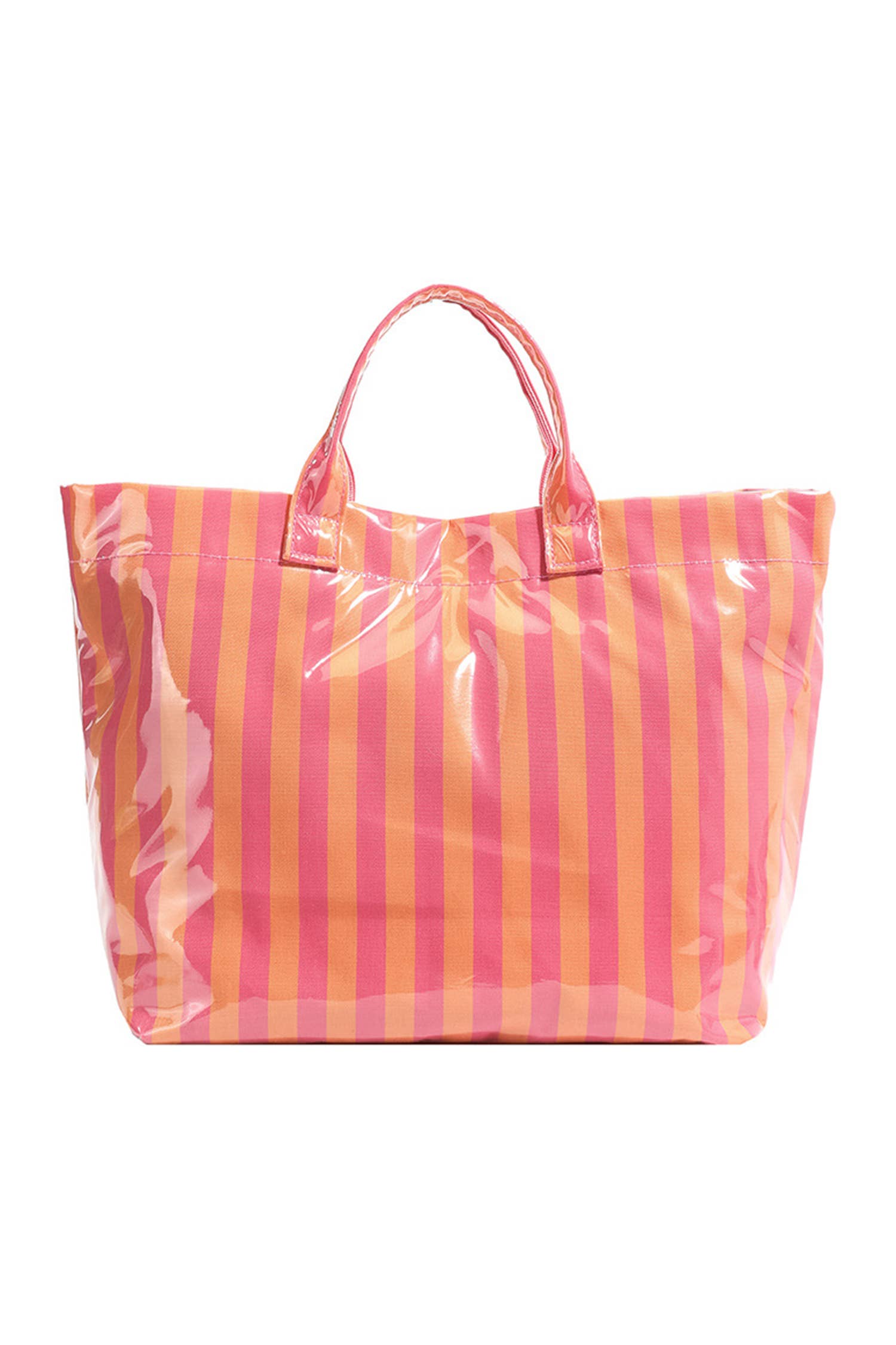 Glossy Striped Large Tote Bag