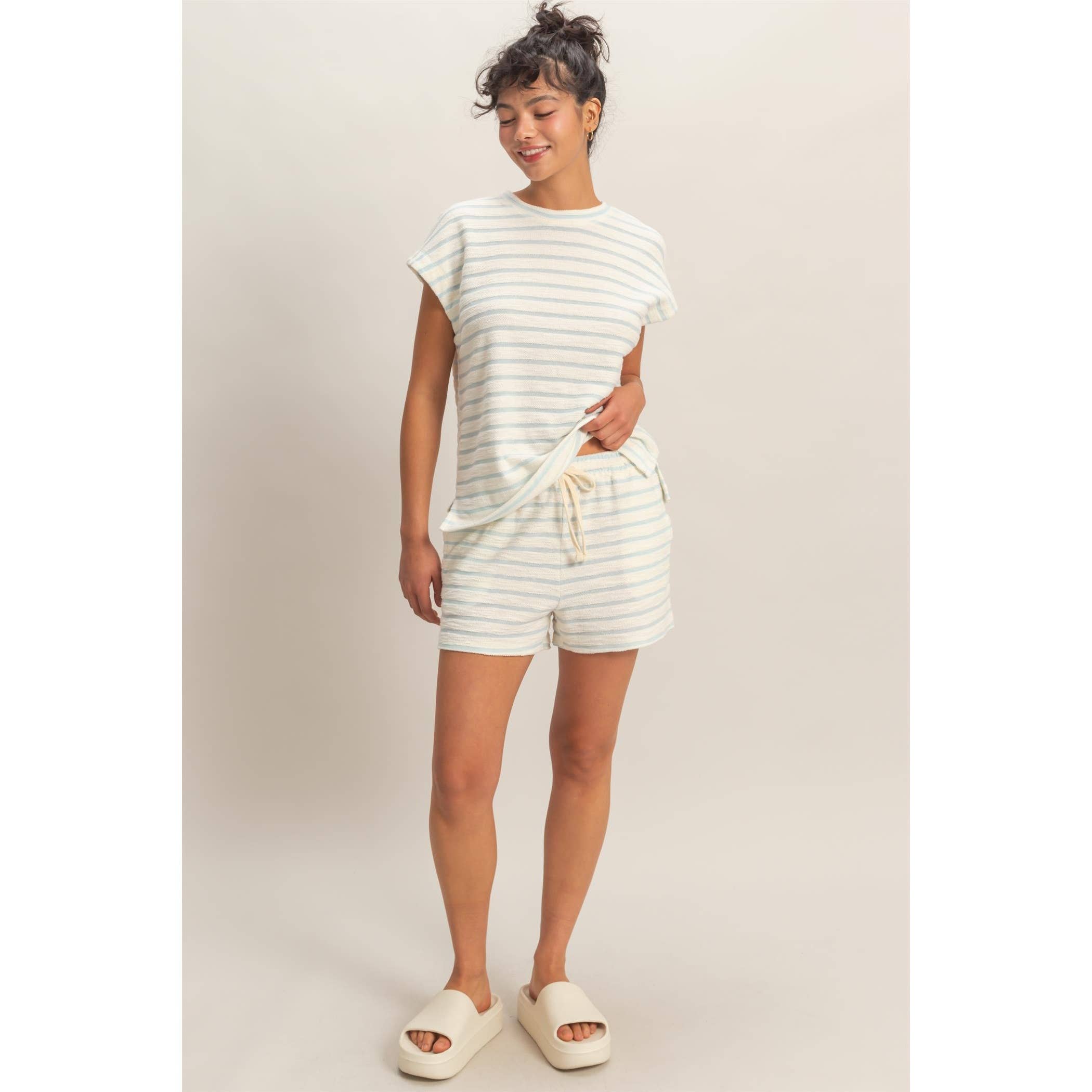 Striped Round Neck Short Sleeve Top