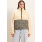 Quilted Sherpa Zip Up Jacket