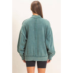 Acid Washed Mock Neck Sweatshirt