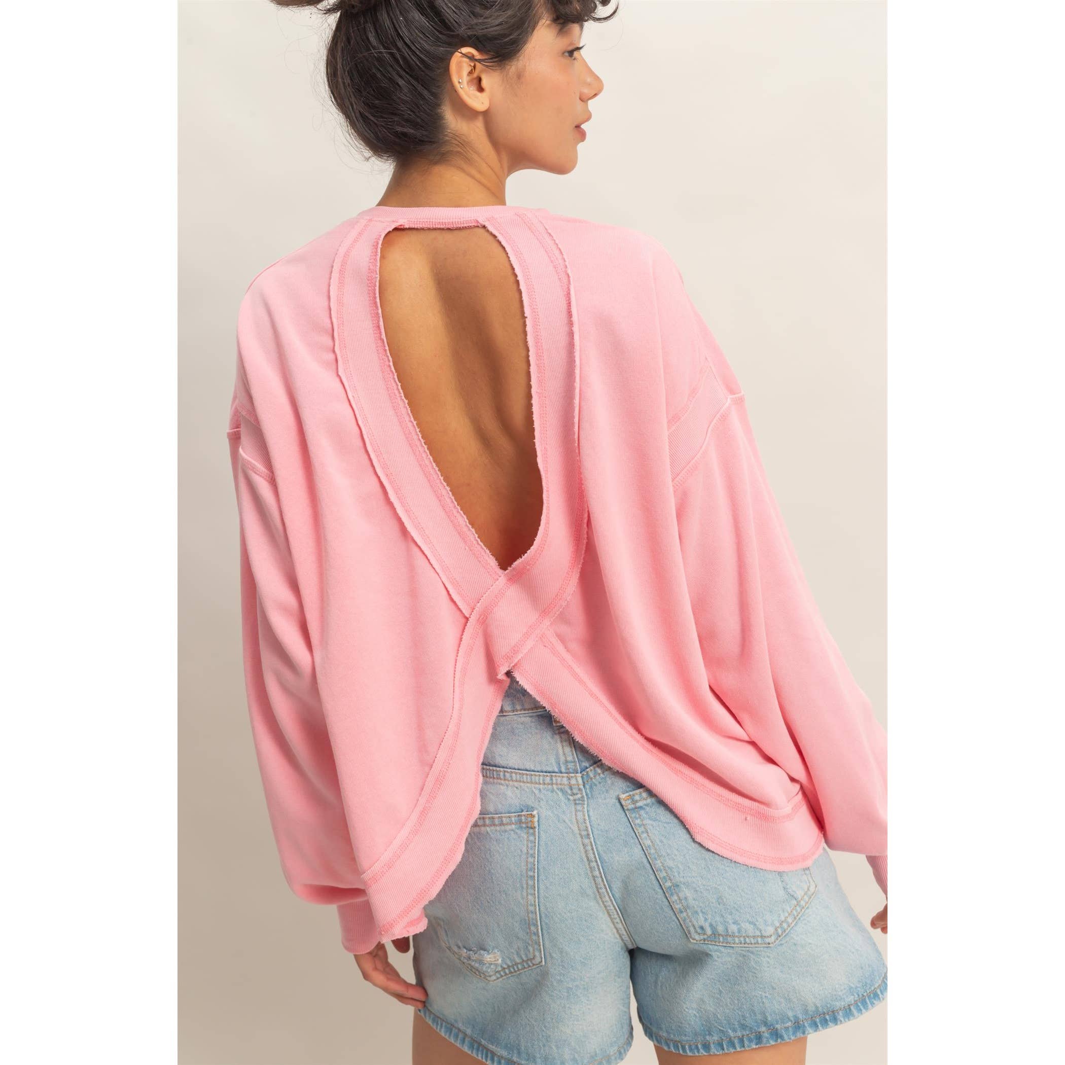 Oversized Cross Detail Open Back Sweatshirt