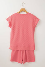 Checker Textured Tee and Drawstring Shorts