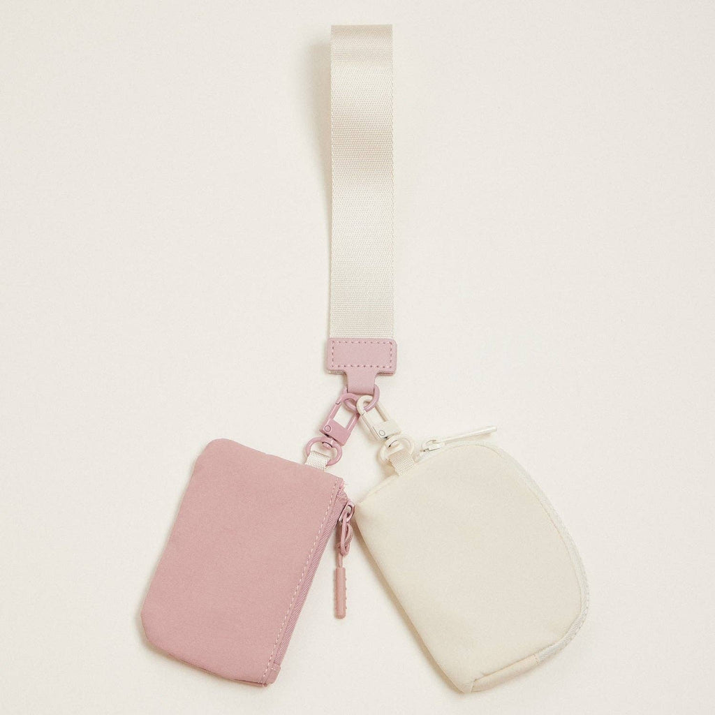 Fabric Dual Pouch Wristlet Wallet | Keychain Holder
