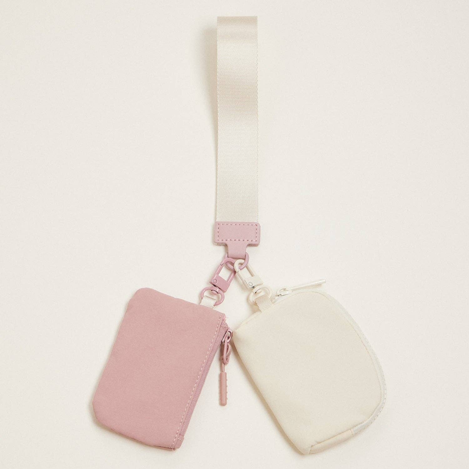Fabric Dual Pouch Wristlet Wallet | Keychain Holder