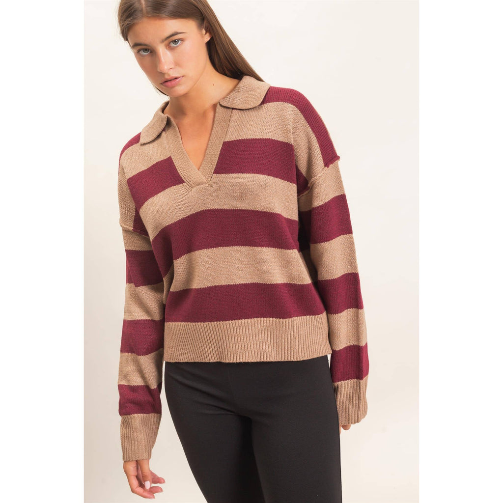 Rugby Stripe Polo Sweater