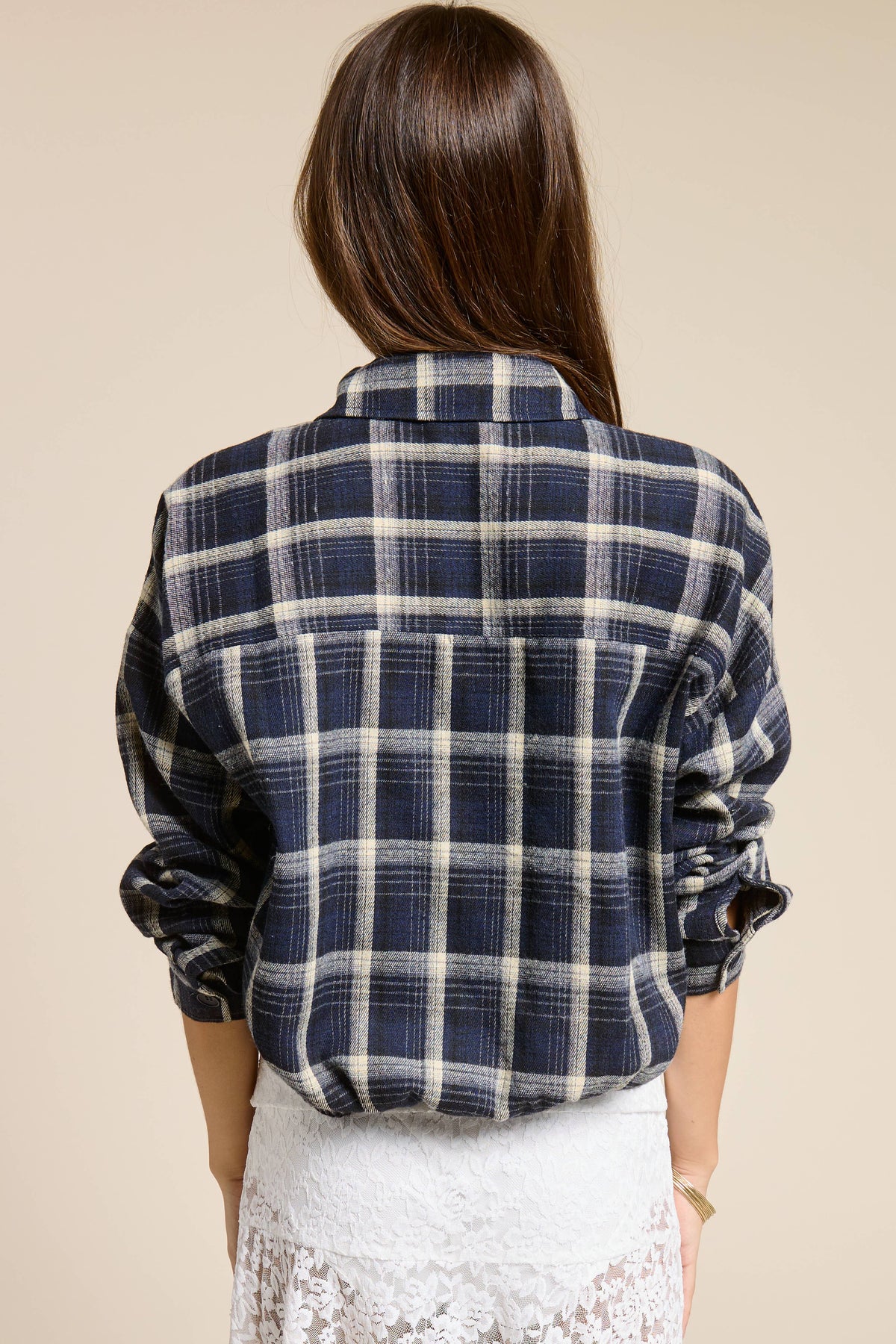 Plaid Button Up Crop Shirt