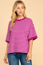 Striped Knit Top Casual Relaxed Fit