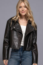 Vintage Wash Faux Leather Motor Jacket