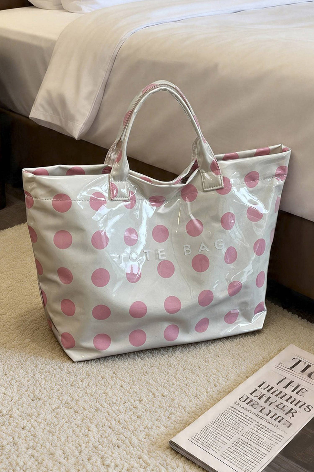 LAS Polka Dot Durable Waterproof PVC Tote Bag