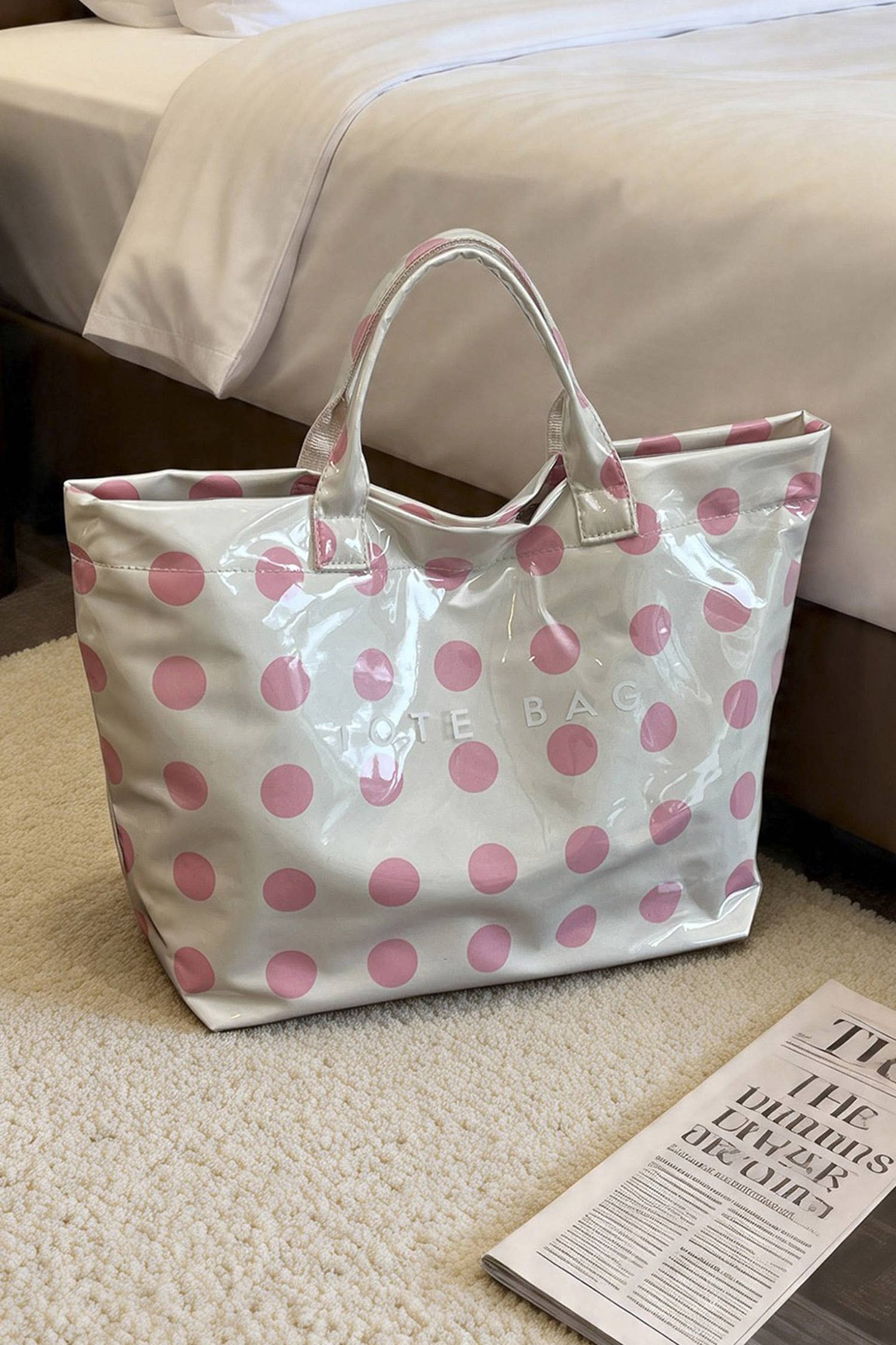 LAS Polka Dot Durable Waterproof PVC Tote Bag