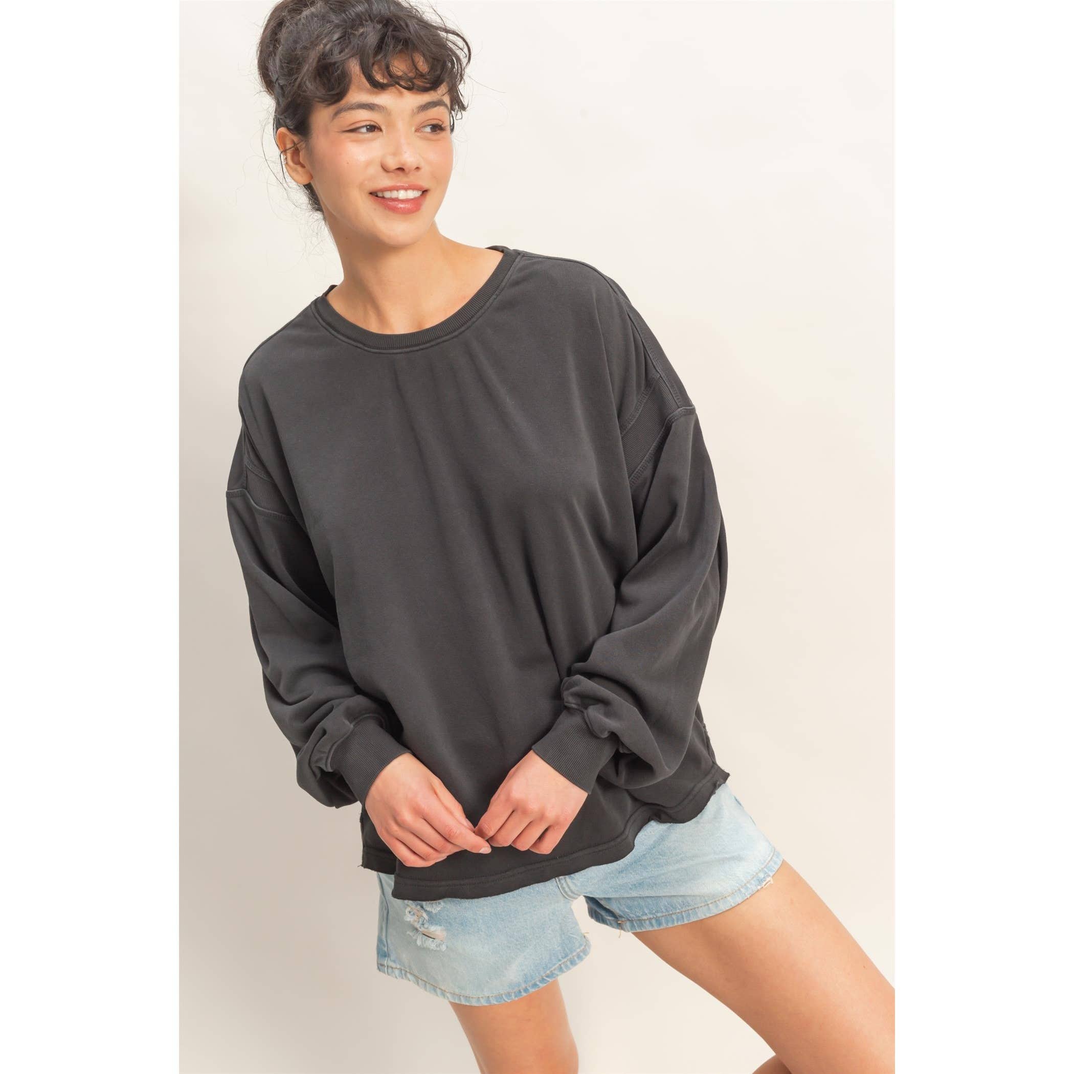 Oversized Cross Detail Open Back Sweatshirt